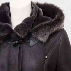 Womens Black Duffle Coat With Hood IN USA