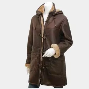 Ladies Leather Duffle Coat