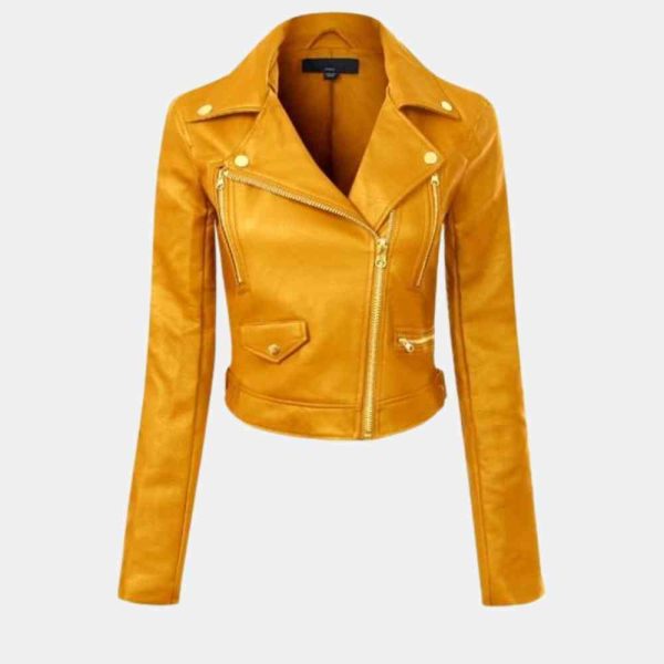 Yellow Leather Jacket Womens