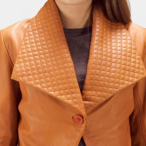 ladies tan leather blazer