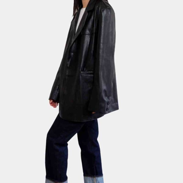 oversized leather blazer women