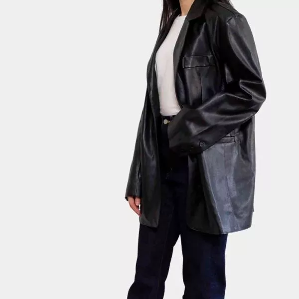 oversized leather blazer womens