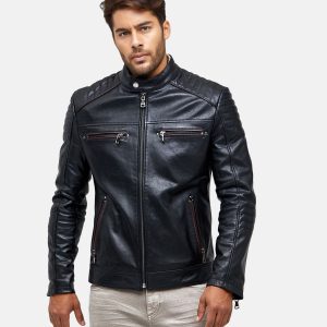 Men's Clyde Genuine Leather Jacket – Black - House of LB