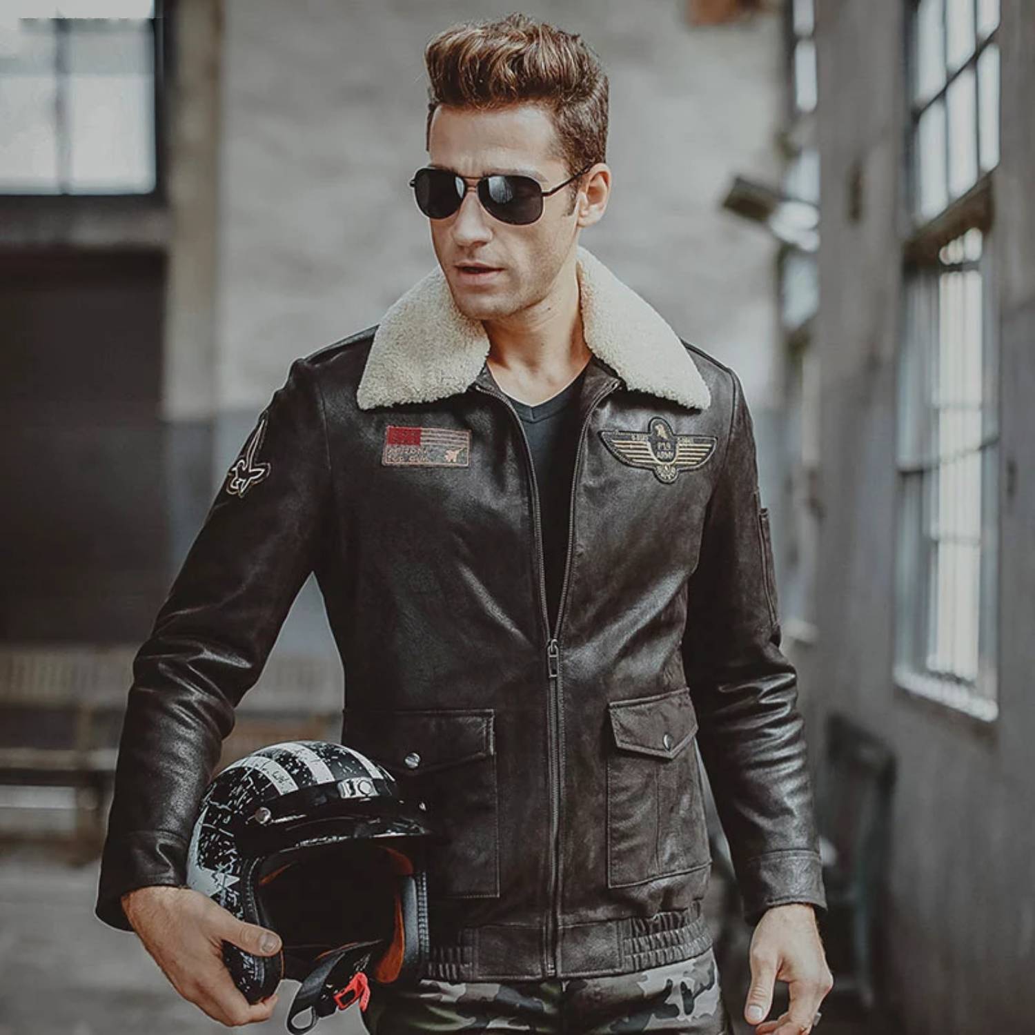 Black Quilted Mens Leather Bomber Jacket Genuine Leather Bomber Jackets For Men Leather Flight Bomber Jacket Air Force Aviator, Black / XS