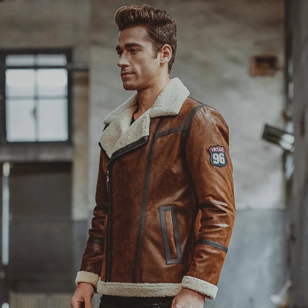 Men's Tan Brown Leather Shearling Jacket Buy Brown, 58% OFF