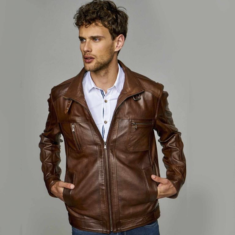 Brown Muller Leather Jacket | Free Shipping