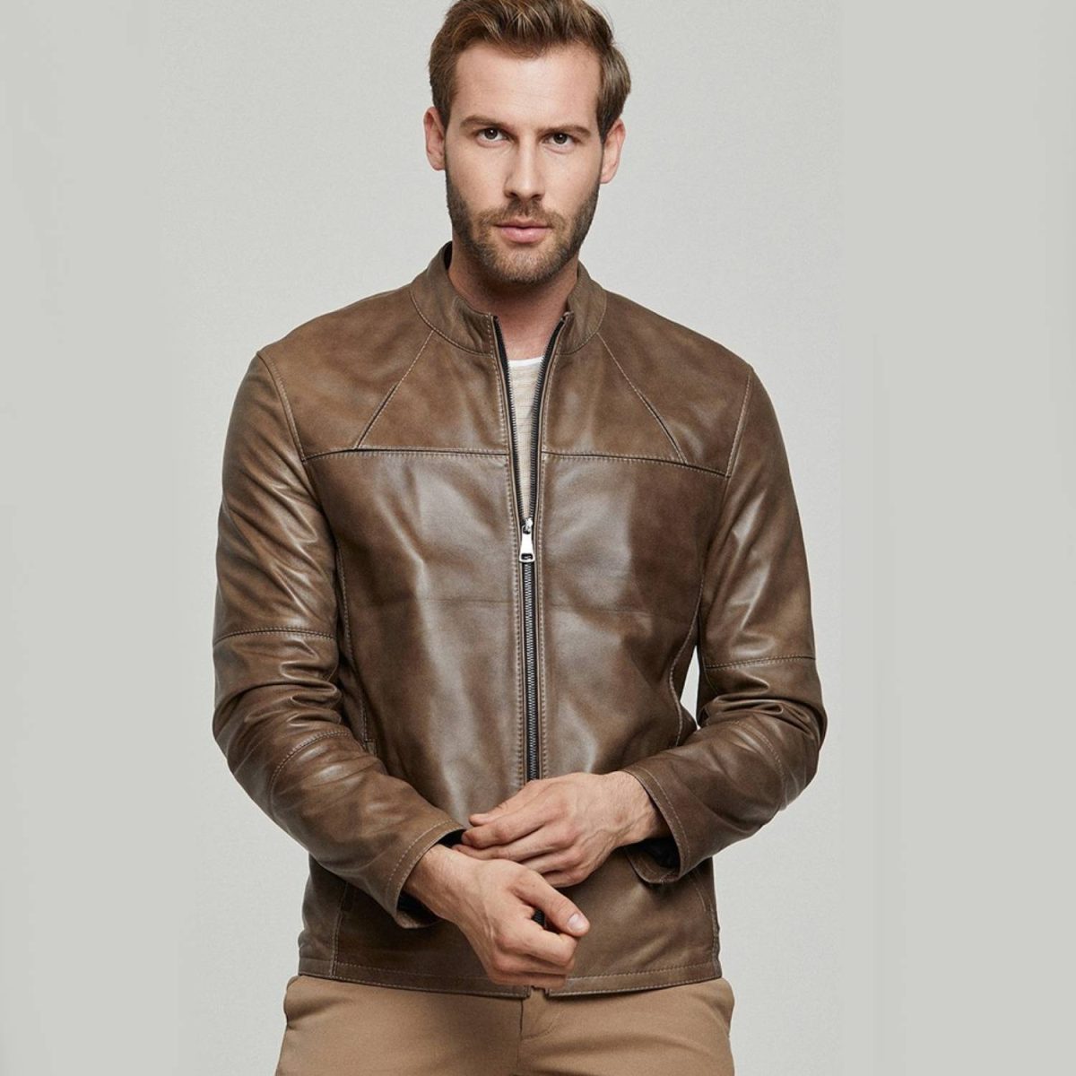 Buy Neymar Brown Leather Jacket