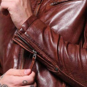 BROWN LEATHER RACER JACKETBROWN LEATHER RACER JACKET