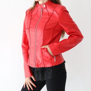 red leather jacket