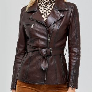 womens brown leather jacket