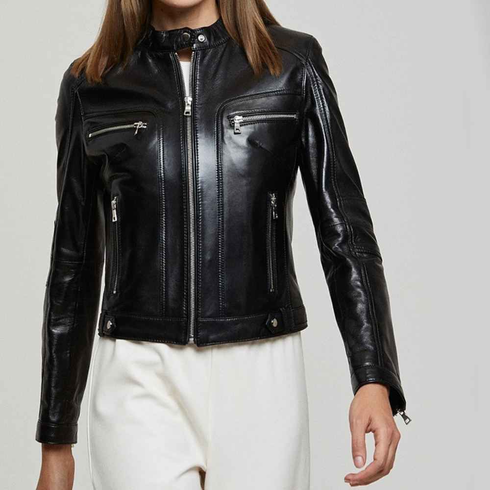Black Sara Women's Leather Jacket
