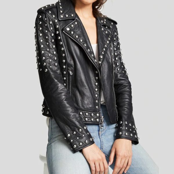 BLACK STUDDED LEATHER JACKET