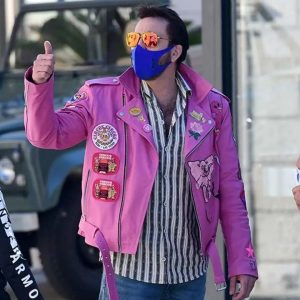 Nicolas Cage Pink Leather Jacket