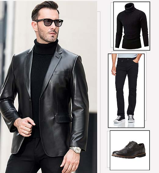 Leather jacket blazer mens best sale