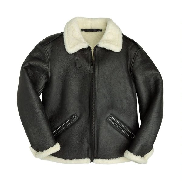 Black Shearling Bomber Jacket