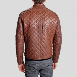 HUTCH BROWN QUILTED LEATHER JACKET