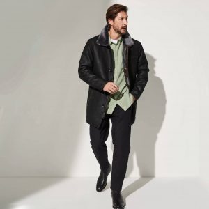 Hayes Quilted Shearling Car Coat – Black