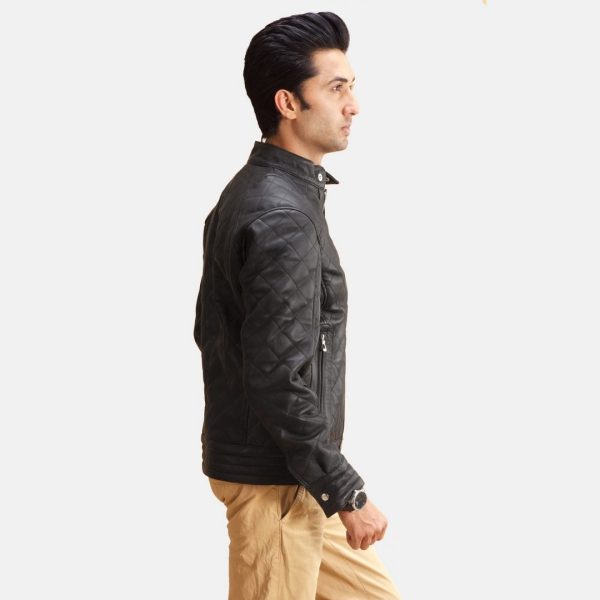 Henry Quilted Black Leather Jacket