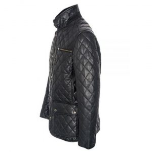 MEN’S BLACK QUILTED STYLE REAL LEATHER JACKET