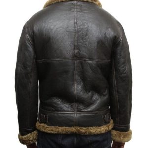 Men Black B3 Bomber Shearling Leather Jacket