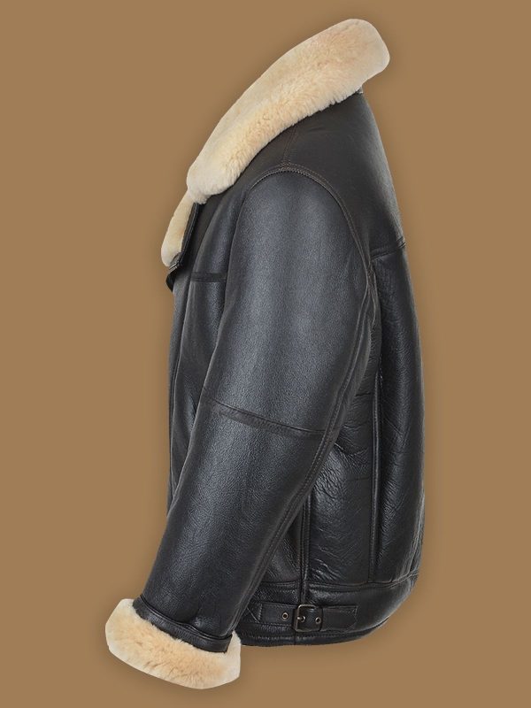 Men Black B3 Shearling Leather Jacket