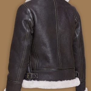 Men Black Shearling Leather Jacket With Hoodie