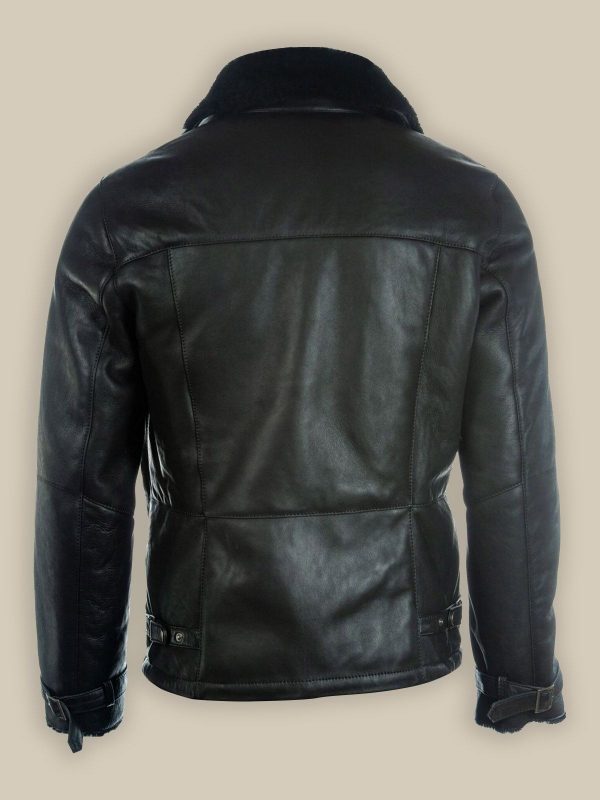 Men Pure Black B3 Shearling Jacket