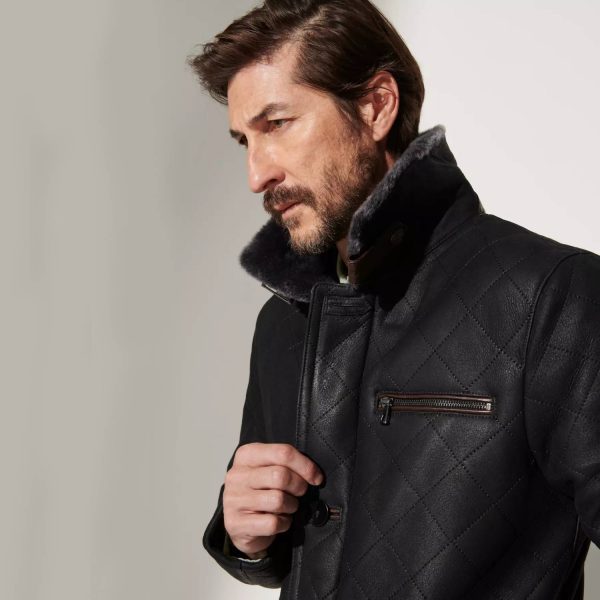 Quilted Shearling Car Coat USA