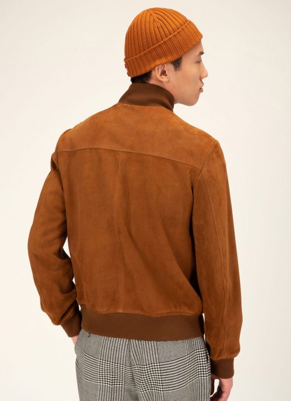 Suede Leather Outerwear Jacket In Brown