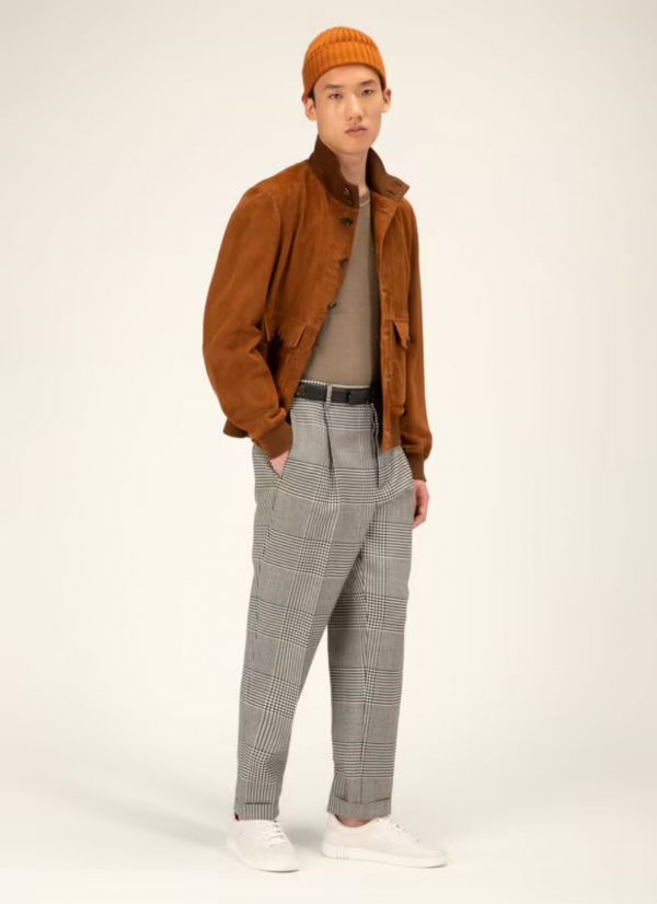 Suede Leather Outerwear Jacket In Brown