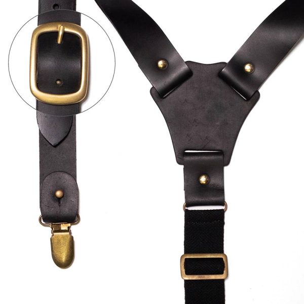 Buckle Leather Suspenders 2