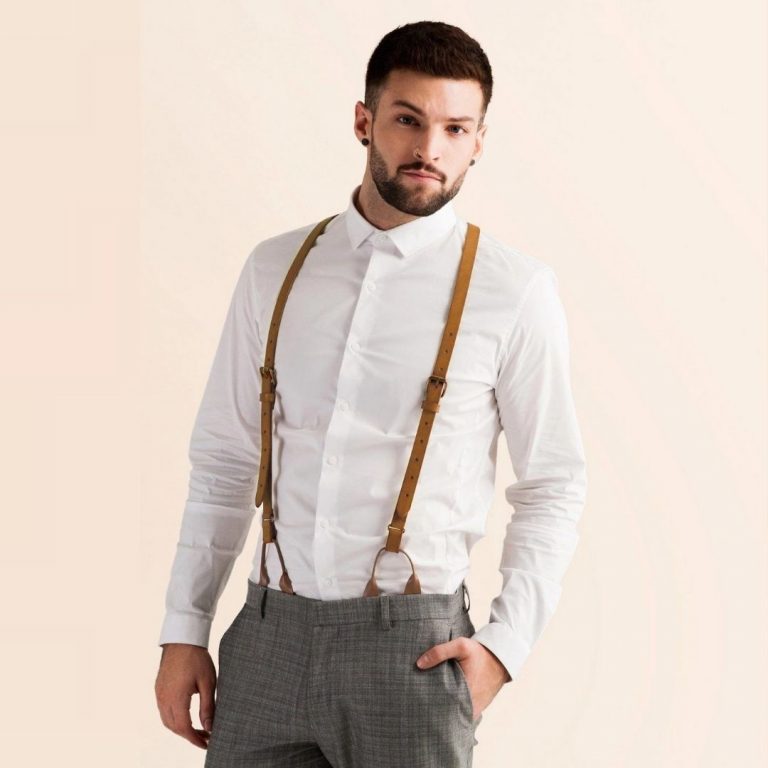 Dark Tan Leather Suspenders - The Perfect Leather