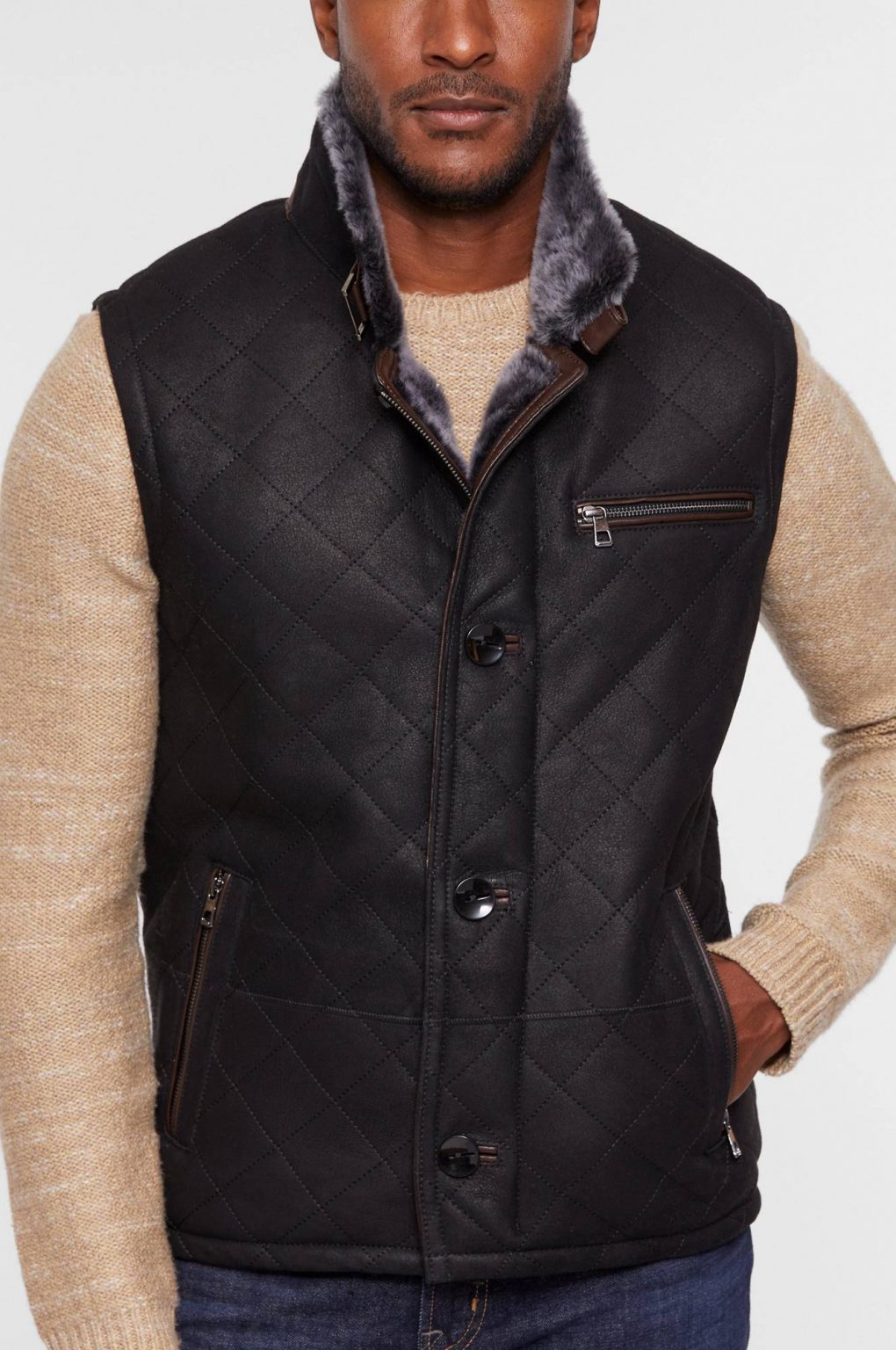 Hayes Quilted Spanish Shearling Sheepskin Vest