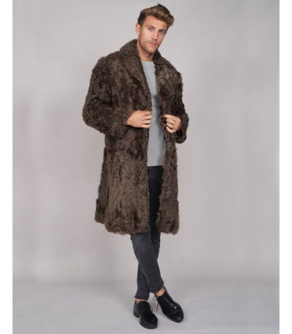 CURLY LAMBSWOOL OVERCOAT IN BROWN