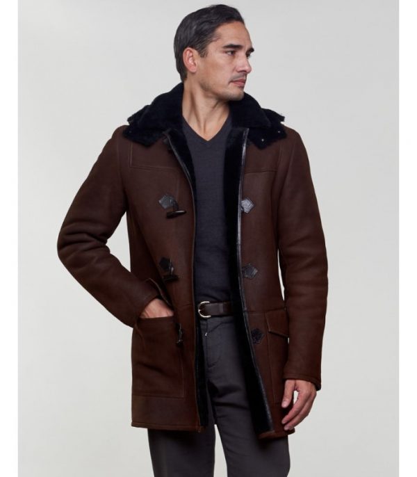 SHEARLING SHEEPSKIN HOODED COAT