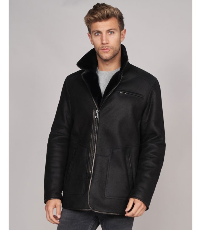 SHEARLING SHEEPSKIN JACKET IN BLACK