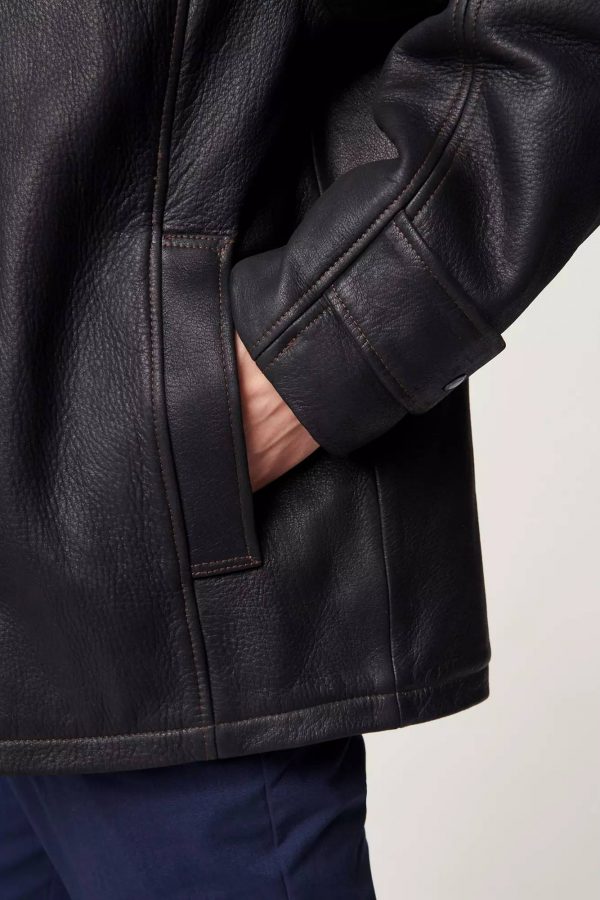 Jack Frost Leather Coat with Spanish Merino Shearling Lining 3