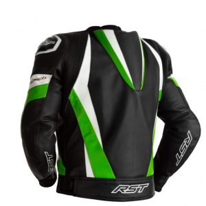 black and green leather motorcycle jacket