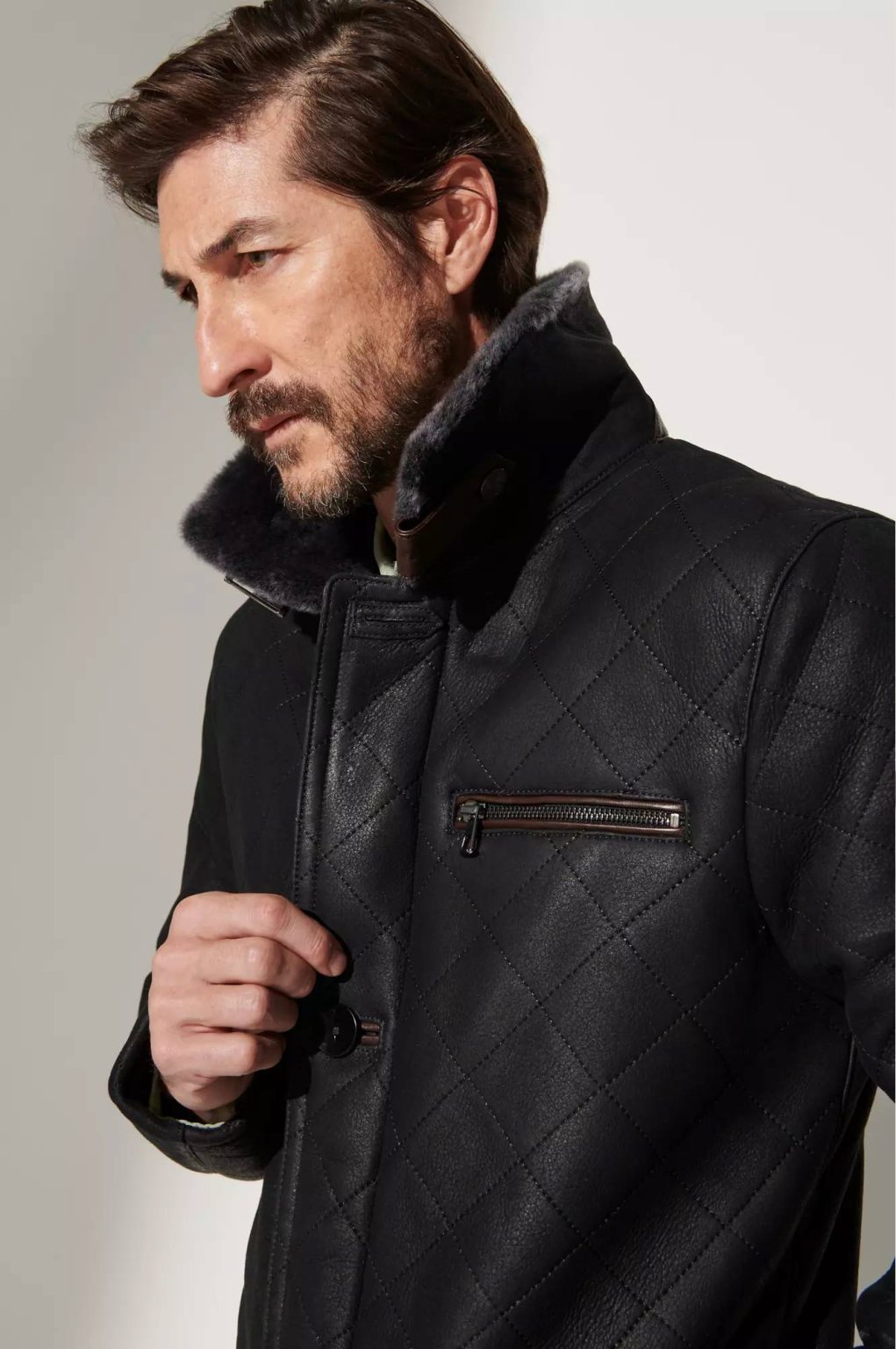 Hayes Quilted Spanish Shearling Sheepskin Car Coat The Perfect Leather