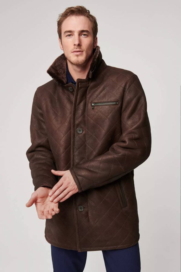 Hayes Quilted Spanish Shearling Sheepskin Car Coat 30