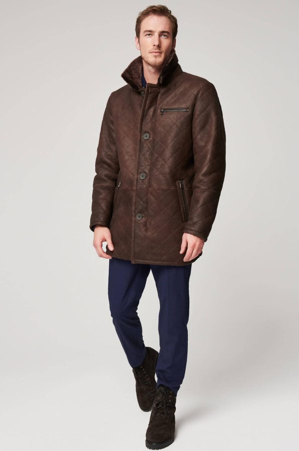 Hayes Quilted Spanish Shearling Sheepskin Car Coat 32