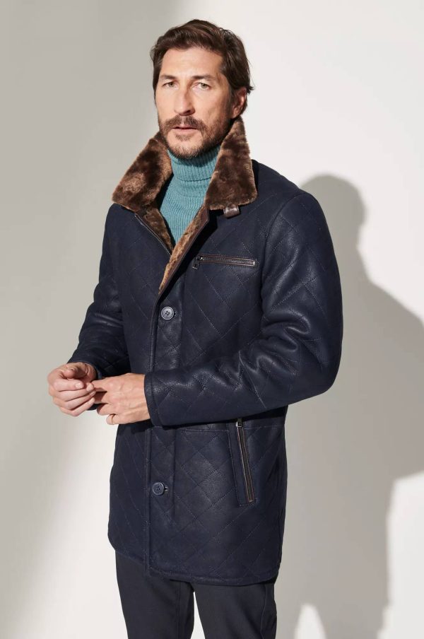Hayes Quilted Spanish Shearling Sheepskin Car Coat 6