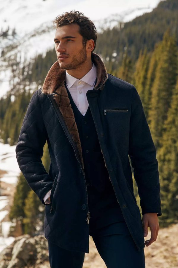 Hayes Quilted Spanish Shearling Sheepskin Car Coat 8