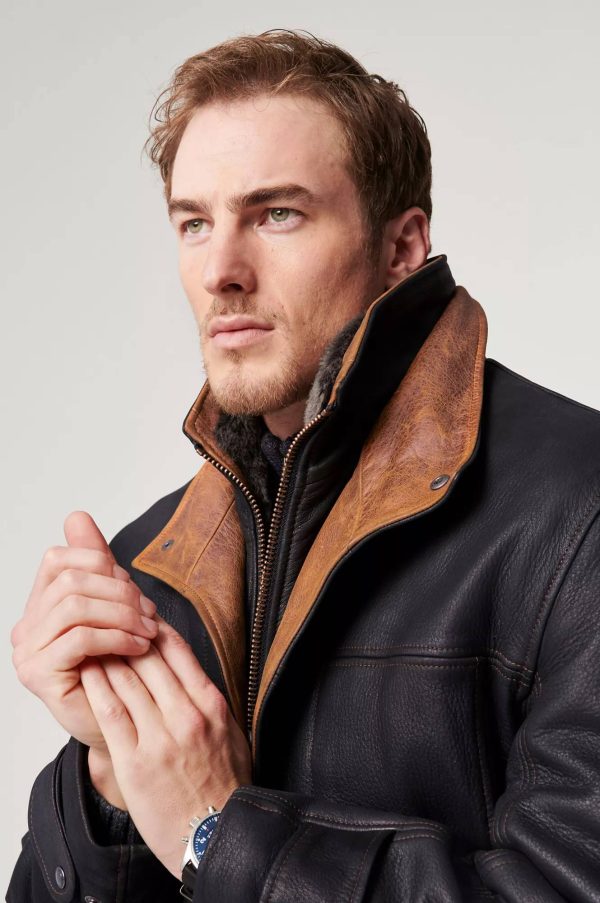 Jack Frost Leather Coat with Shearling Lining 2