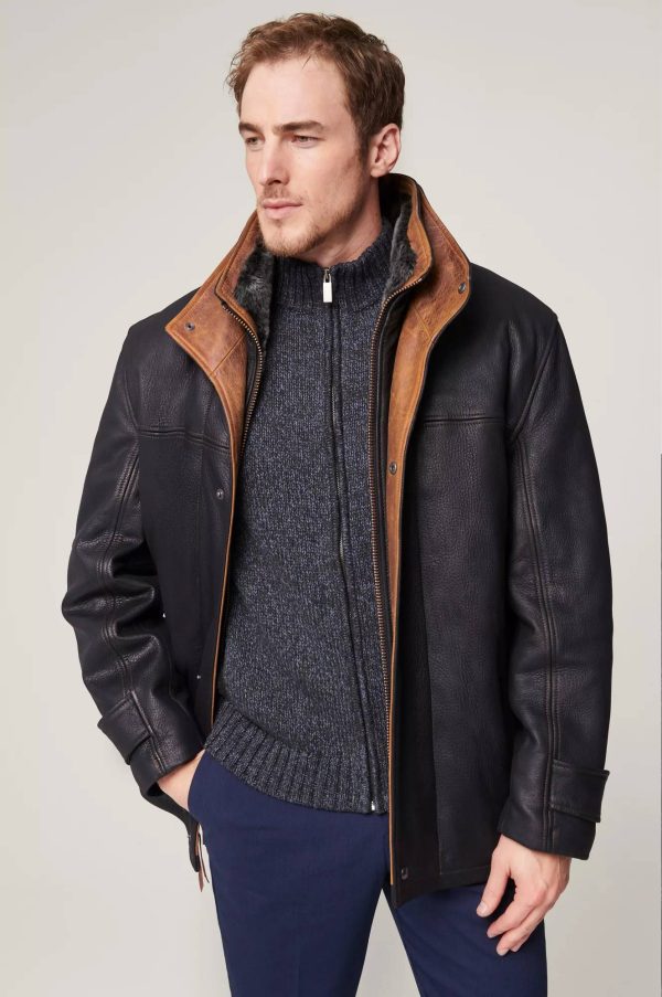 Jack Frost Leather Coat with Shearling Lining 3