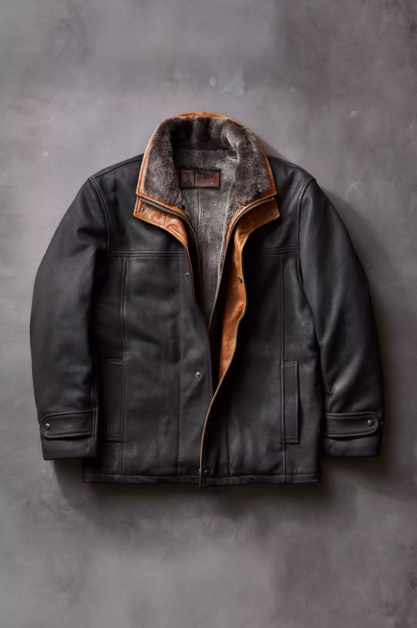 Jack Frost Leather Coat with Shearling Lining 4