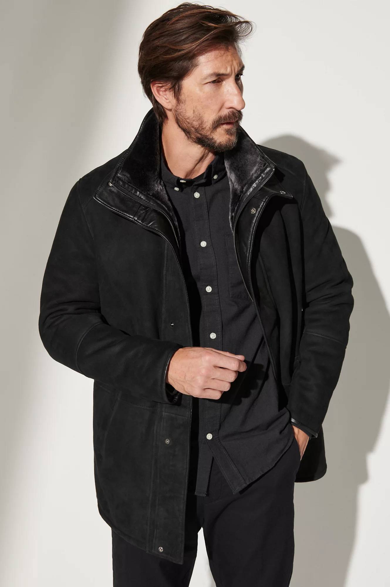 Men's Lucas Quilted Leather Bomber Jacket [Black]