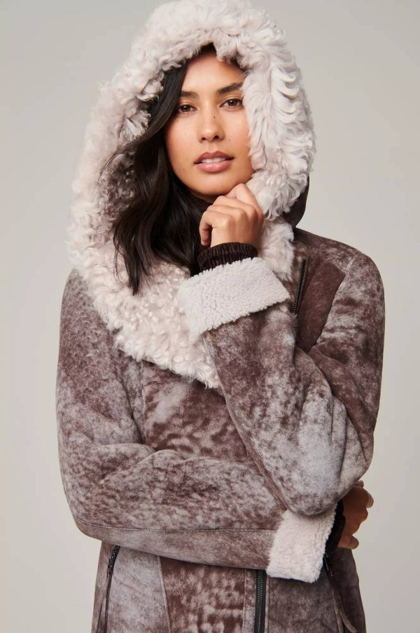 Galina Hooded Sheepskin Coat with Tigrado Trim 6