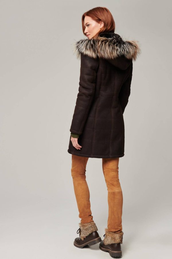 Maria Shearling Sheepskin Coat with Fur Trim and Detachable Hood 2
