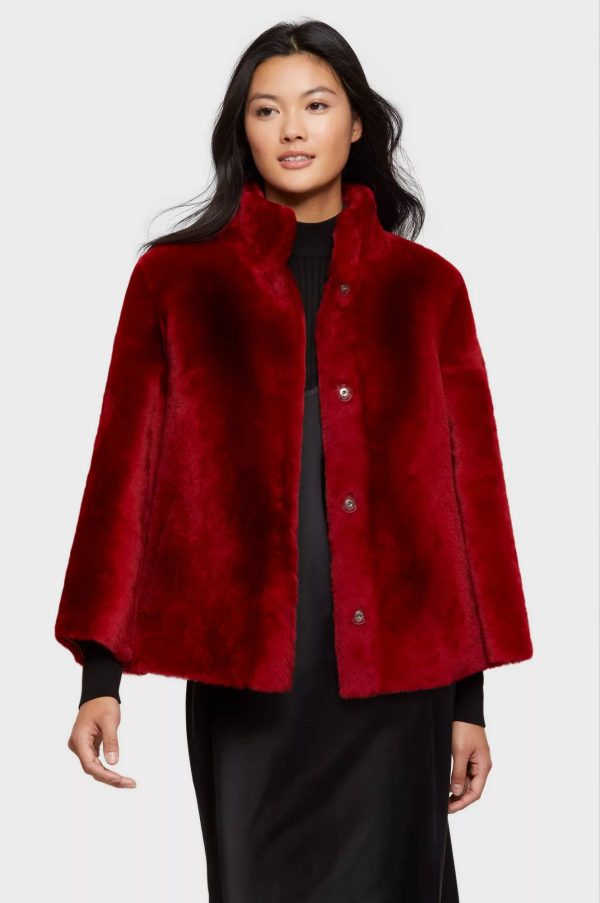 Marilyn Shearling Sheepskin Cape Jacket 4